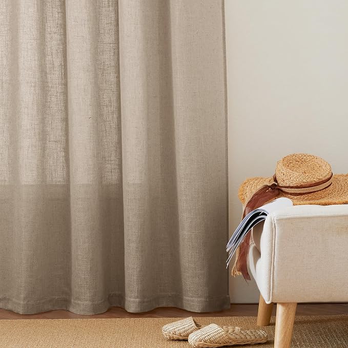 RYB HOME Linen Semi Sheer Curtains - Image 2