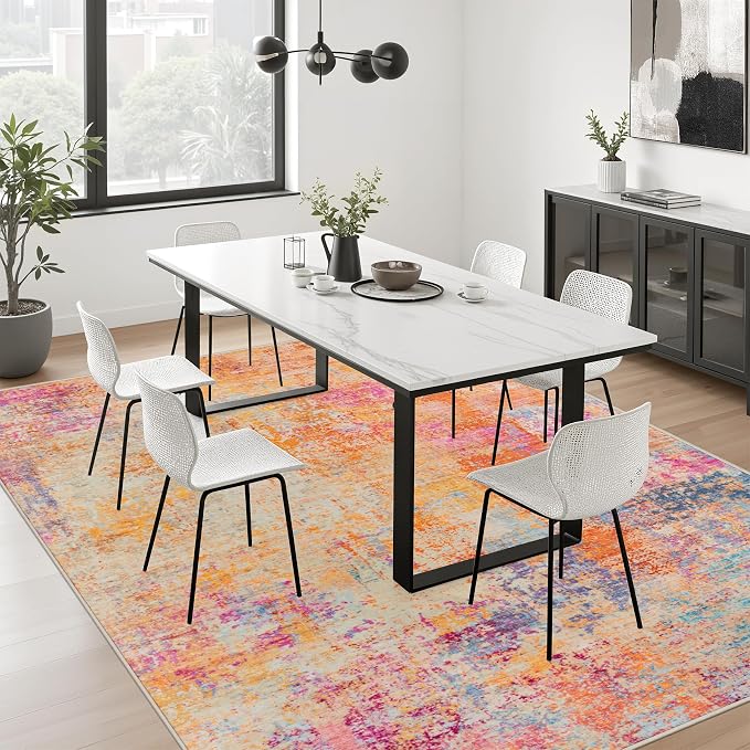 5x7 Area Rug Living Room: Modern Washable Soft Carpet Galaxy Haze | - Image 8