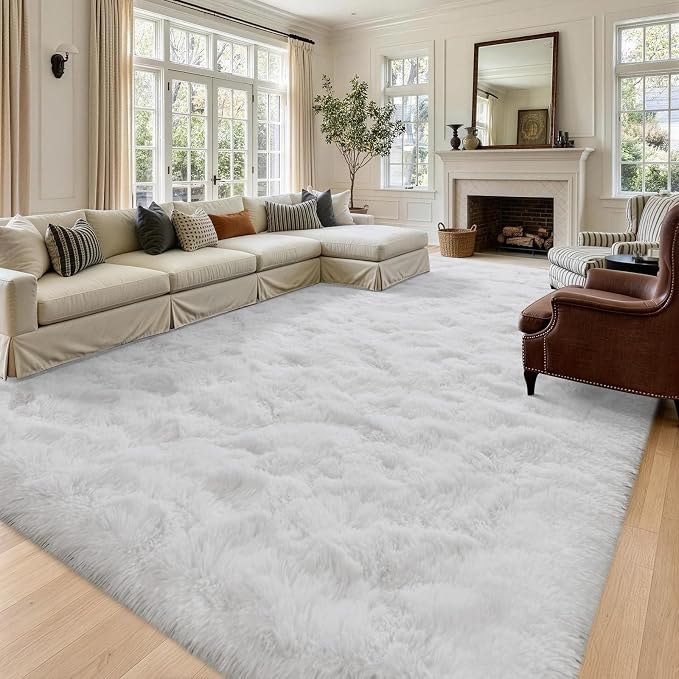 8x10 Extra Large White Fluffy Area Rug Non-Slip - Image 2