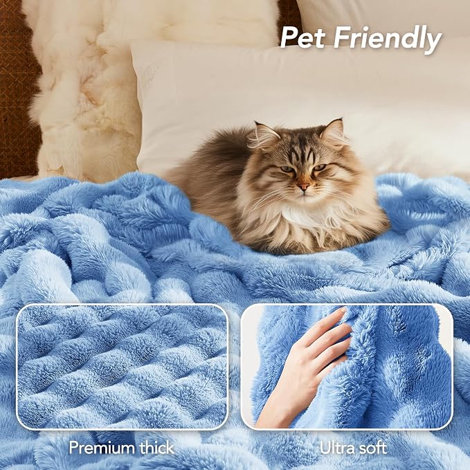 L'AGRATY Faux Rabbit Fur Throw Blanket - Image 5