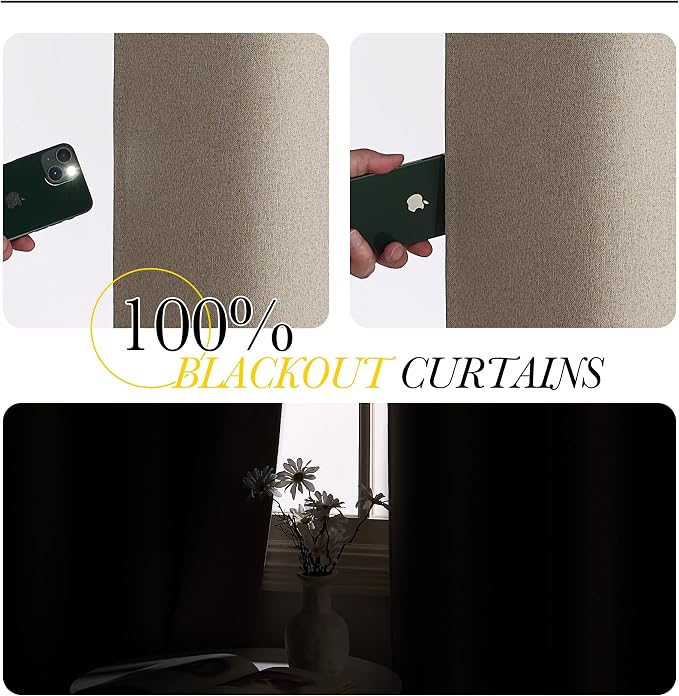 NICETOWN Vintage Faux Linen Weave Flax Thermal Curtains - Image 3