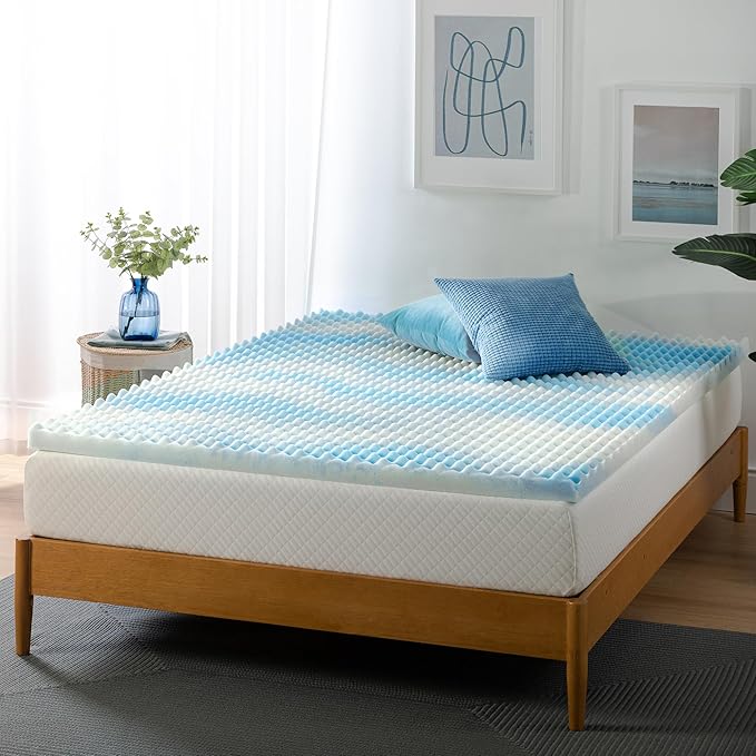 ZINUS 2 Inch Swirl Gel Cooling Memory Foam Mattress Topper, Smaller, More Convenient WonderBox Packaging, Cooling, Airflow Design, CertiPUR-US Certified, Full