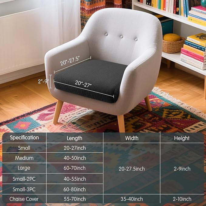 Hokway Couch Cushion Covers Stretch Cushion Covers Sofa Seat Cushion Slipcover - Image 3
