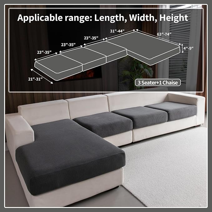 OHSIO Sectional Couch Covers, Wear Resistant Stretch Sofa Covers Washable Soft - Image 2