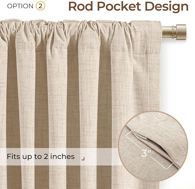 INOVADAY 100% Blackout Linen Curtains - Image 4