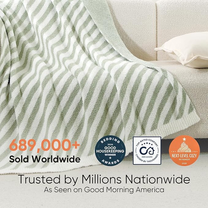 Snuggle Sac Ultra Soft Throw Blanket, Sage Green, Cozy Knitted, Fuzzy Knit - Image 3