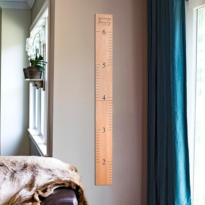 Headwaters Studio Wooden Growth Chart – Kids Height Chart, Wall Measurement for Kids, Height Chart for Wall, Growth Ruler for Children – Our Growing Family, Natural (63"x6.7")