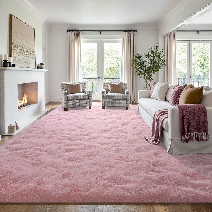 Noahas 8x10 Extra Large Pink Fluffy Soft Area Rug Non-Slip - Image 3