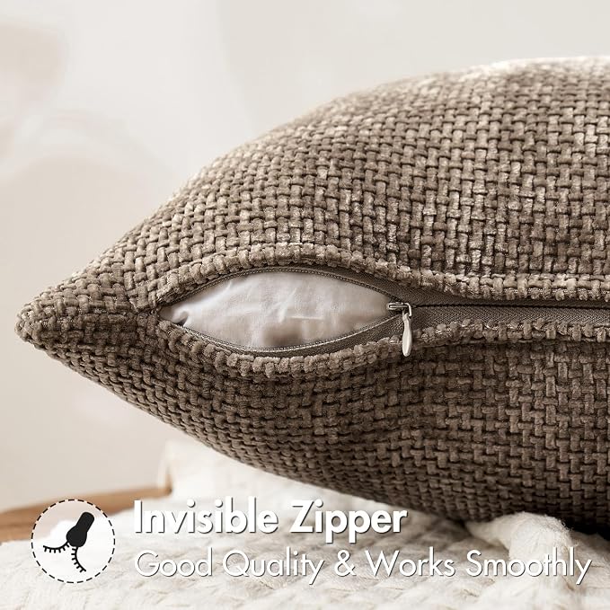 MIULEE Decorative Brown Euro Sham Pillow Covers 24x24 Inch 2 Pack | Modern Boho - Image 5