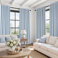Topfinel Light Blue Linen Blackout Curtains 102 Inches Long by Topfinel