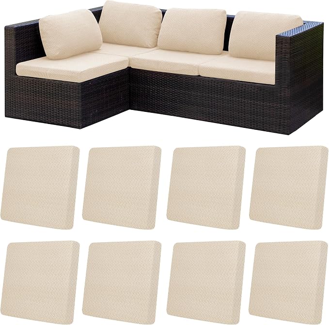8Pcs Patio Cushion Covers, Outdoor Stretch Cushion Covers, Washable | Stretch by Unknown