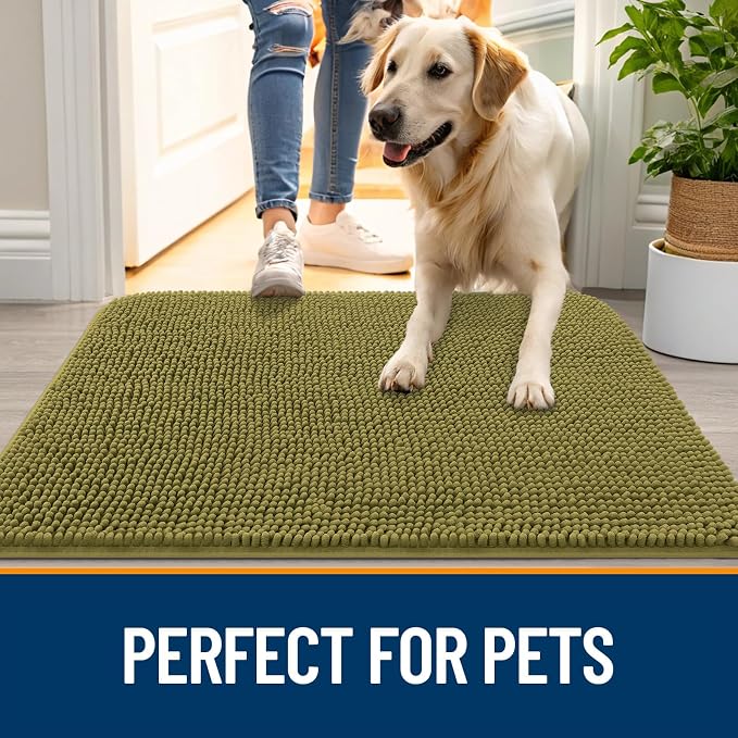OLANLY Dog Door Mat for Muddy Paws 32x20, Super Absorbent Chenille Mud Mat | - Image 6