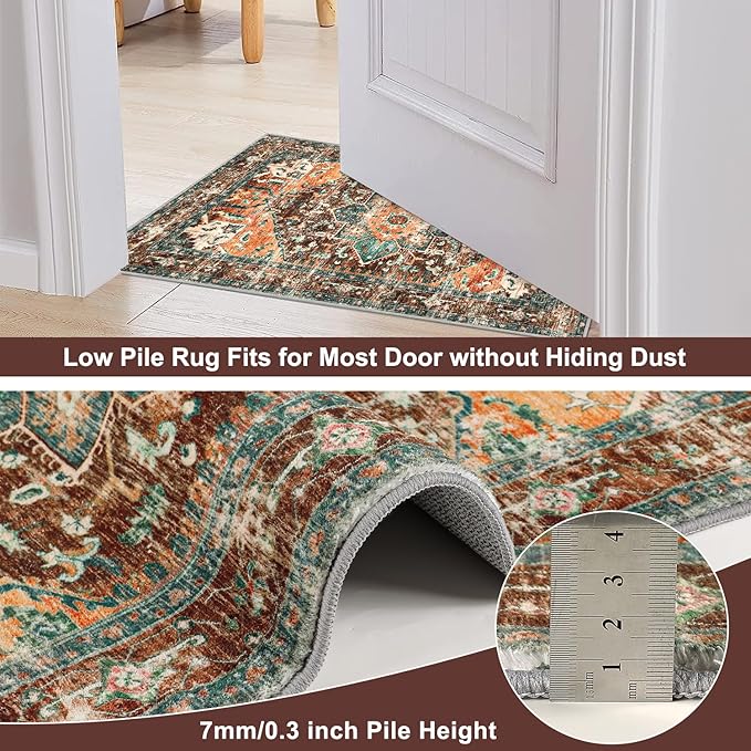 Yamaziot Washable Runner Rug, 2x12 Non-Slip Boho Hallway Kitchen Rug | Stain - Image 3