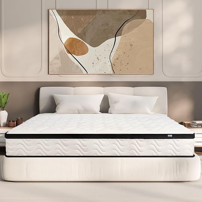 Twin Mattress | 10 Inch Twin Size Hybrid Mattresses in a Box | Medium Firm Memory Foam and Individual Pocket Springs | Fiberglass Free Bed Matress | Breathable | CertiPUR-US