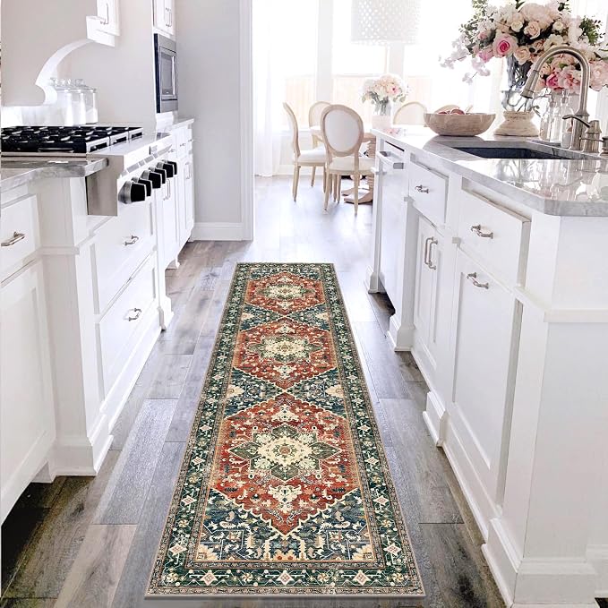 Yamaziot Washable Runner Rug, 2x8 Non-Slip Boho Vintage Hallway Kitchen Rug | - Image 6