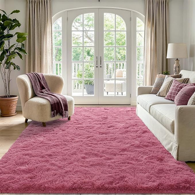 6x9 Large Blush Fluffy Soft Area Rug Non-Slip - Image 2