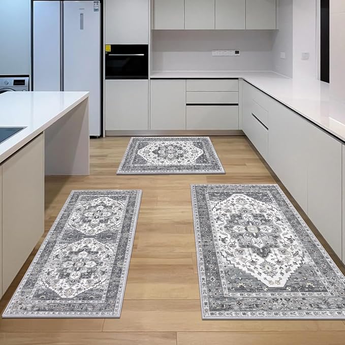 HEBE Boho Kitchen Rugs Set of 3, Non Slip Washable Kitchen Mats - Image 7