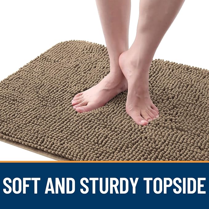 OLANLY Dog Door Mat for Muddy Paws 40x24, Super Absorbent Chenille Mud Mat | Tan - Image 4