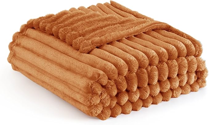 Bedsure GentleSoft Twin Blanket for Couch - Cozy Soft Fall Blankets for Women, Cute Small Throws for Girls, Orange, 60x80 Inches