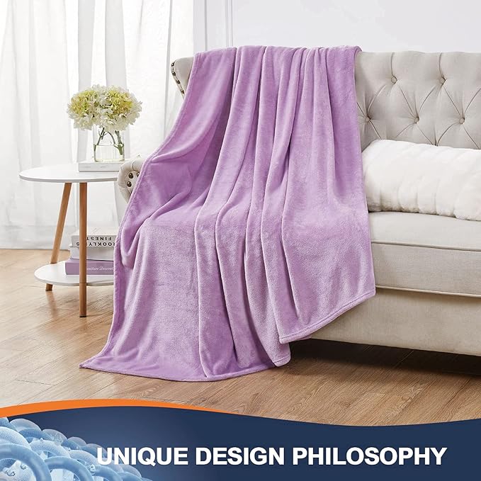 Walensee Fleece Blanket Plush Throw Fuzzy Lightweight (Queen Size 90x90 Lilac) Super Soft Microfiber Flannel Blankets for Couch, Bed, Sofa Ultra Luxurious Warm and Cozy for All Seasons
