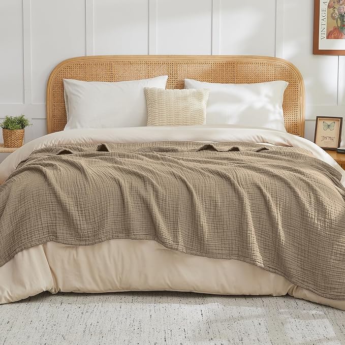 EMME Muslin Blankets for Adults Throw Blanket for Couch Breathable Gauze Soft - Image 2