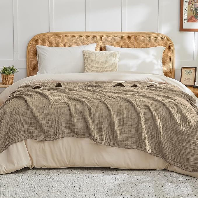 EMME Muslin Blankets for Adults Throw Blanket for Couch Breathable Gauze Soft - Image 2