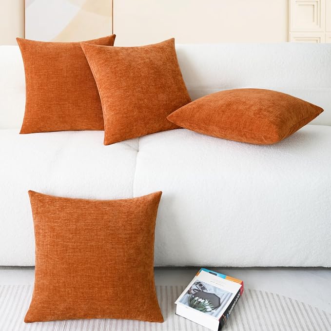 CaliTime Fall Decorative Throw Pillow Covers 18 X 18 Inches Burnt Orange | Pack - Image 6