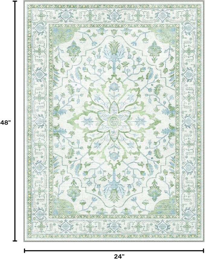 RELEANY Washable Area Rug, Small 2'x4', Water Repellent, Pet Friendly, Vintage - Image 2