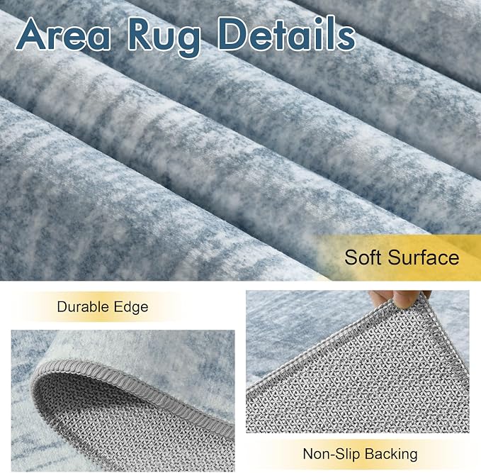 2x6 Ft Washable Runner Rug, Non-Slip Low Pile Hallway Kitchen Area Rug - Image 6
