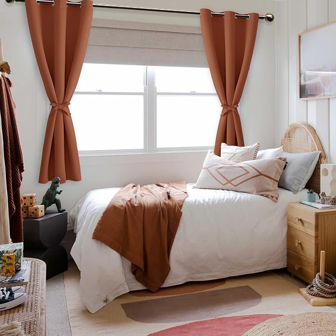 Fall Blackout Curtains for Bedroom Burnt Ochre 42 x 63 Inch 2 Panel | Thermal - Image 6