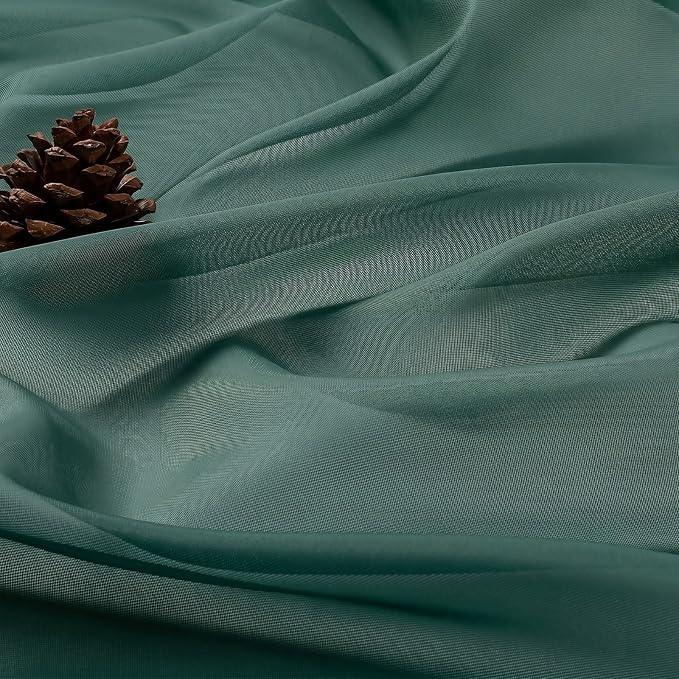 Hunter Green Sheer Curtains 120 Inches Long 2 Panels Set, 59 Inch Extra Wide - Image 5