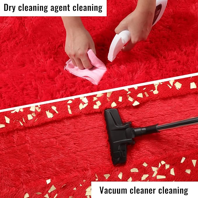 Soft Modern Red Area Rug, 4x6 Feet, Shaggy Indoor Rug - Image 9