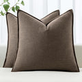 MIULEE Decorative Linen Euro Sham Pillow Covers 24x24 Inch Coffee | Boho by MIULEE
