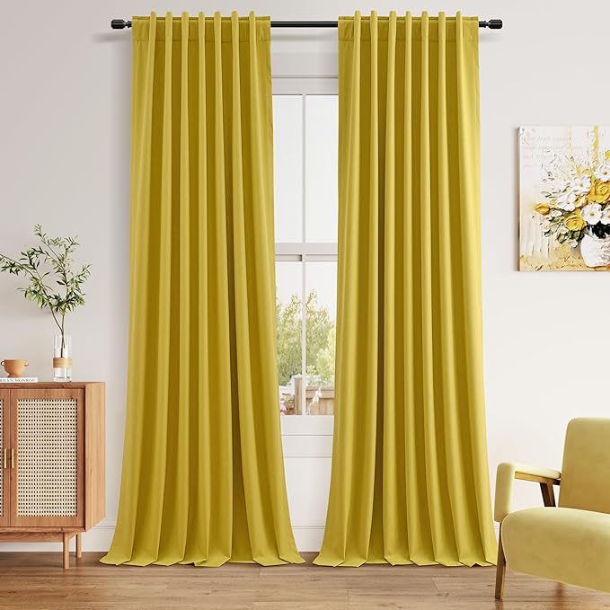 100% Blackout Curtains 120 Inch Length 2 Panels Set by Guken