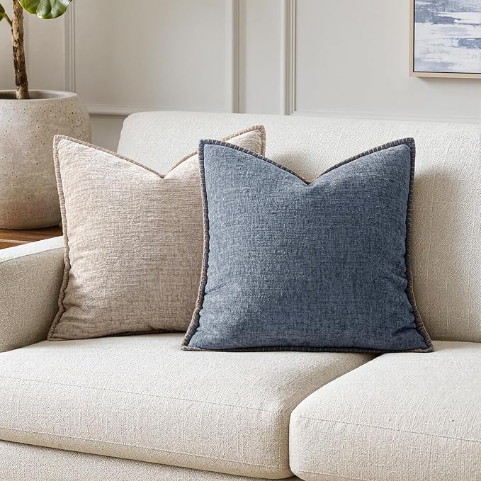 MIULEE Decorative Couch Throw Pillow Covers 16x16 in Dark Grey Blue 2 Pack | - Image 4