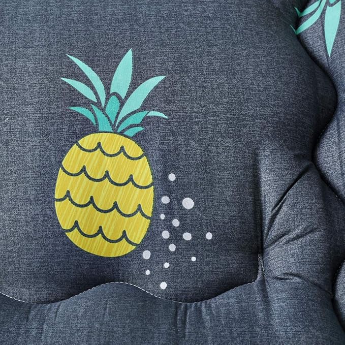 MAXYOYO Grey Pineapple Japanese Floor Futon Mattress, Tatami Floor Mat Portable Camping Mattress Kids Sleeping Pad Foldable Roll Up Floor Lounger Couch Bed Queen Size with Mattress Protector Cover