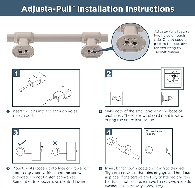 Franklin Brass Adjusta-Pull (5-Pack) Adjustable Drawer Pulls | Fits 1-3/8 to 6-5/16 Inch Hole Centers | Satin Nickel Cabinet Handles| Fluted Edge P49105-SNM-B