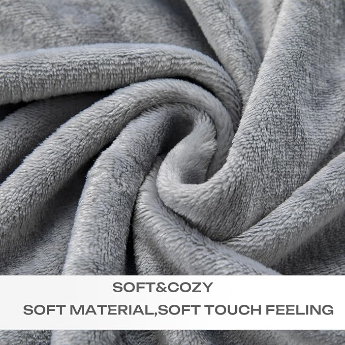 Grey Fleece Plush Throw Blanket 60"x80"for Couch Sofa Fuzzy Cozy Flannel | - Image 5