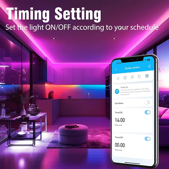 VOLIVO Led Strip Lights 200 FT, RGB App Controlled Bluetooth Led Light Strip Sync with Music, Color Changing Lighting for Bedroom, Home Decoration