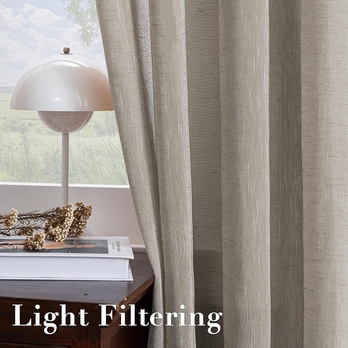 H.VERSAILTEX Linen Curtains Nickel Grommet Natural Linen Semi-Sheer Curtains 2 - Image 5