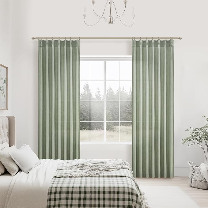 PleatedDrapes Sage Green Farmhouse Curtains - Image 6