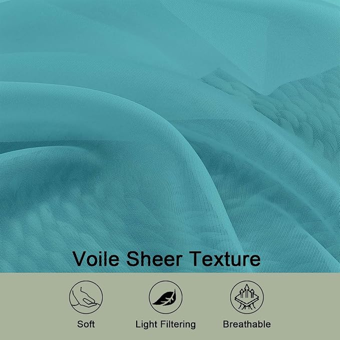 Sheer Turquoise Curtains 108 Inches Long - Image 5