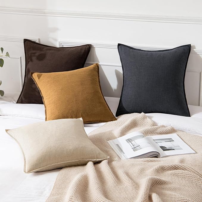 MIULEE Decorative Linen Pillow Covers 20x20 Inch Hazel | Boho Farmhouse​ - Image 5