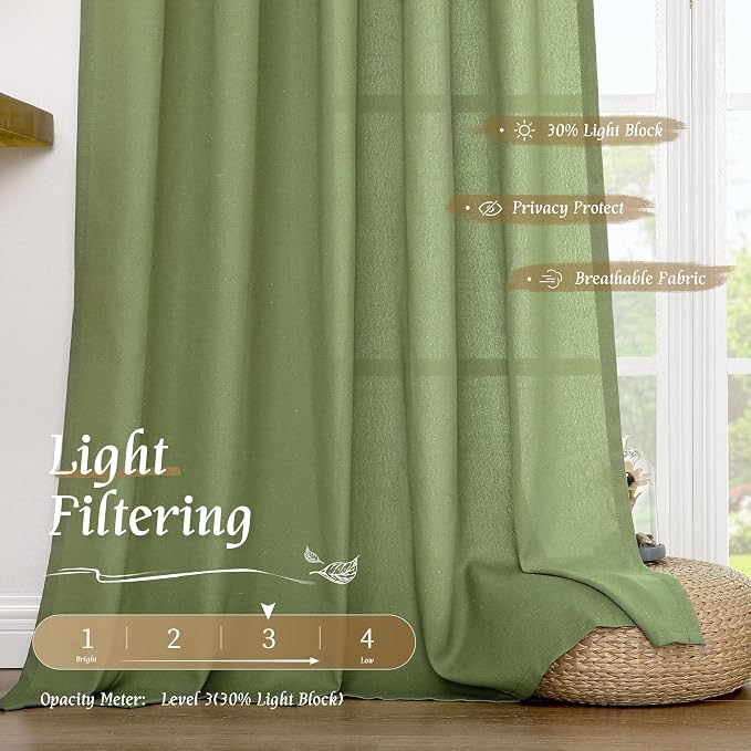 Light Filtering Linen Blended Curtains 84 inch - Image 4