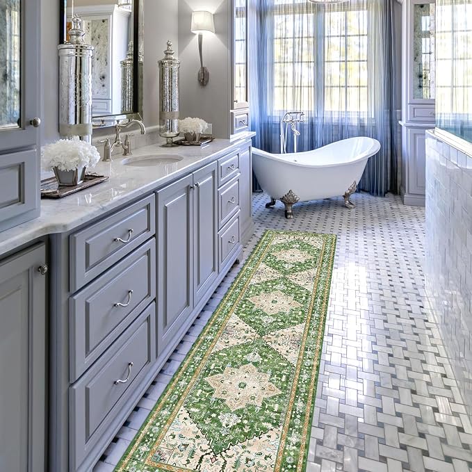Yamaziot Washable Runner Rug, 2x8 Non-Slip Boho Vintage Hallway Kitchen Rug | - Image 6