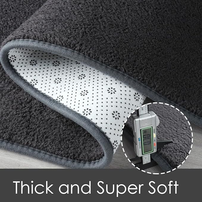Small Area Rugs for Bedroom, 2×4 Non Slip Runner Rug, Dark Grey | Washable - Image 3