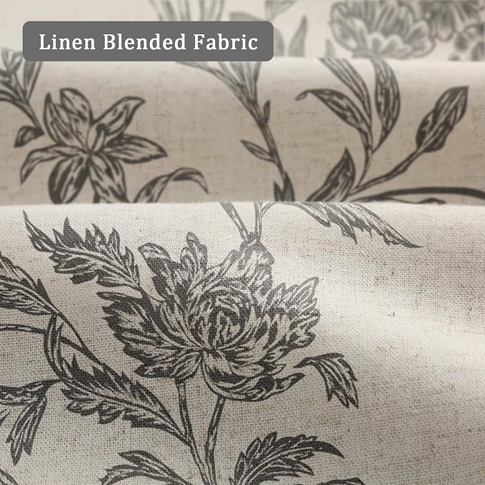Black Boho Floral 100% Blackout Curtains 84 Inch 2 Panels | Farmhouse Vintage - Image 5