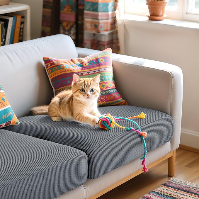 Hokway Stretch Couch Cushion Covers, 3 Piece Individual Sofa Cushion - Image 7
