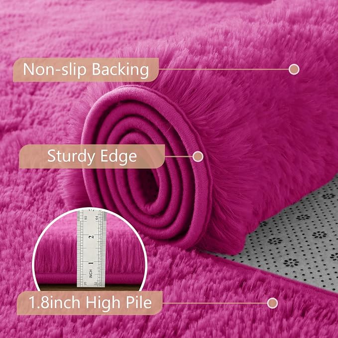 9x12 Extra Large Hot Pink Fluffy Soft Area Rug Non-Slip - Image 6