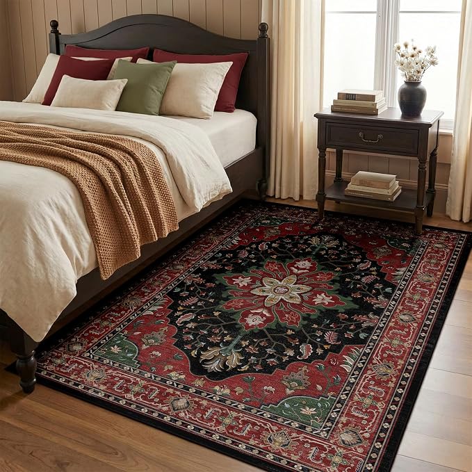 RELEANY Washable Area Rug, Water Repellent, Pet Friendly, Vintage Floral Boho - Image 3